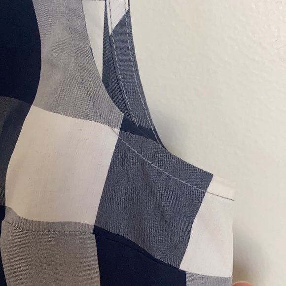 Anthropologie navy  checked, sleeveless top - Picture 8 of 10